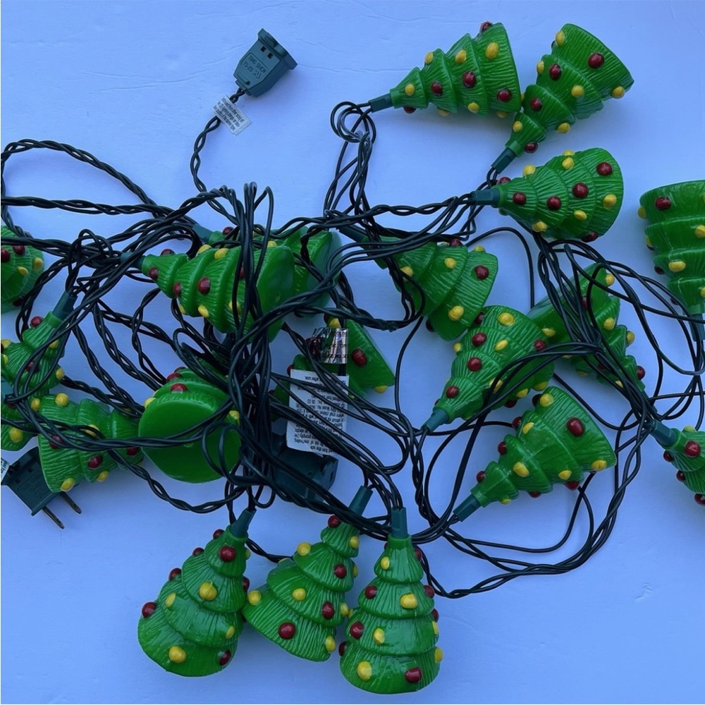 2 Sets Novelty Christmas Tree Blow Mold Plastic String Lights Strands